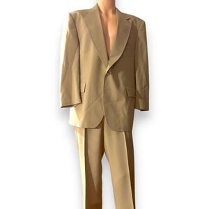 Adams‎ Row Vintage Mens Tan 2 Piece Suit Blazer Trousers Made in USA 42R 38x28